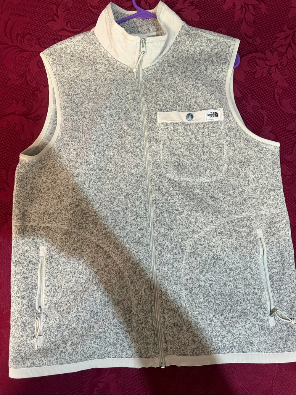 The North Face Gray Cream Marled Fleece Vest - Men's